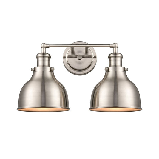 Atlas Lighting Haralson 2-Light Vanity Light | Transitional Satin Nickel Metal | Bathroom & Vanity Lighting | 17 x 7 x 10 in | Model WL11317-NK