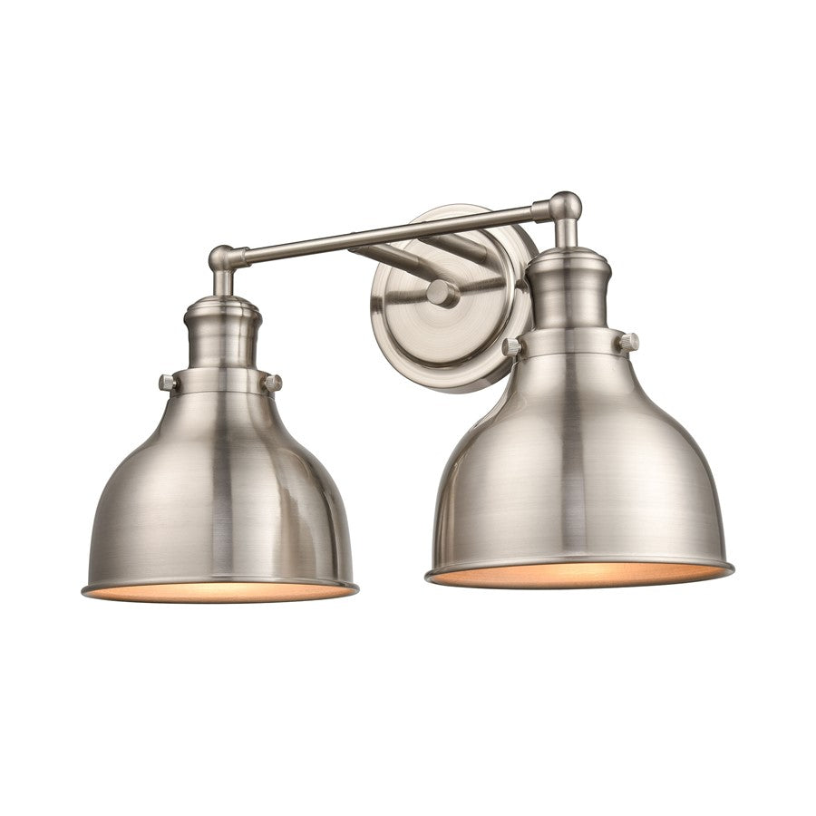 Atlas Lighting Haralson 2-Light Vanity Light | Transitional Satin Nickel Metal | Bathroom & Vanity Lighting | 17 x 7 x 10 in | Model WL11317-NK
