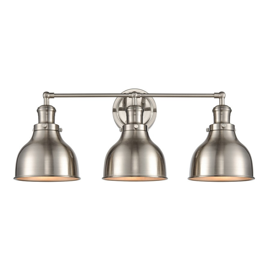 Atlas Lighting Haralson 24in 3-Light Vanity Light | Transitional Satin Nickel and Nickel Metal Shade | Bathroom Vanity | Model WL11318-NK
