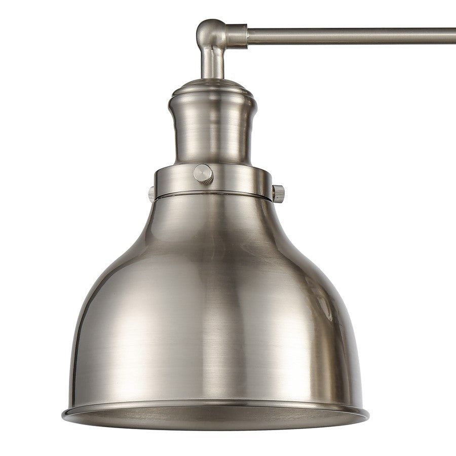 Atlas Lighting Haralson 24in 3-Light Vanity Light | Transitional Satin Nickel and Nickel Metal Shade | Bathroom Vanity | Model WL11318-NK