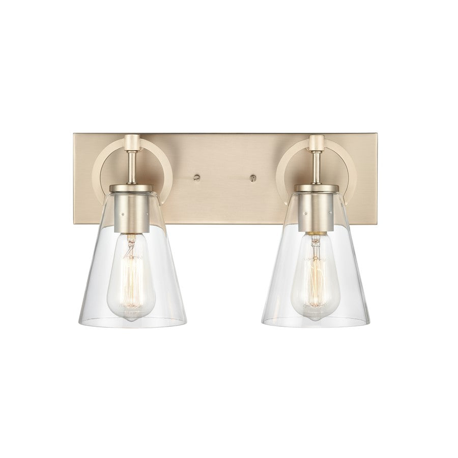 Atlas Lighting Harnell 15in 2-Light Vanity Light | Modern Champagne Gold and Clear Glass | Bathroom Vanity | 15 x 6.5 x 9 in | Model WL11320-GD