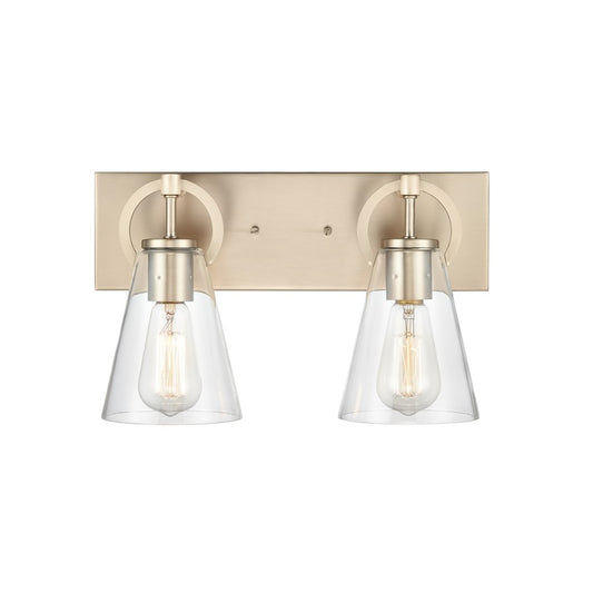 Atlas Lighting Harnell 15in 2-Light Vanity Light | Modern Champagne Gold and Clear Glass | Bathroom Vanity | 15 x 6.5 x 9 in | Model WL11320-GD