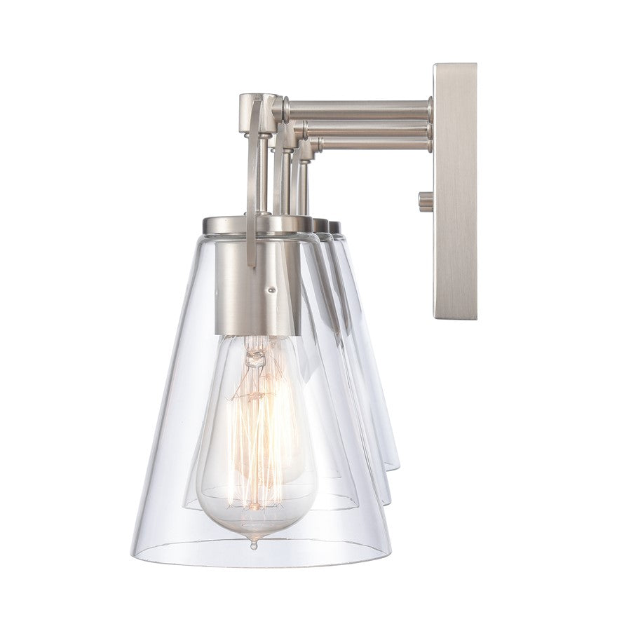 Atlas Lighting Harnell 23in 3-Light Vanity Light | Modern Brushed Nickel and Clear Glass | Bathroom Vanity | 23 x 6.5 x 9 in | Model WL11321-NK