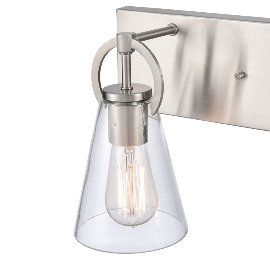 Atlas Lighting Harnell 23in 3-Light Vanity Light | Modern Brushed Nickel and Clear Glass | Bathroom Vanity | 23 x 6.5 x 9 in | Model WL11321-NK