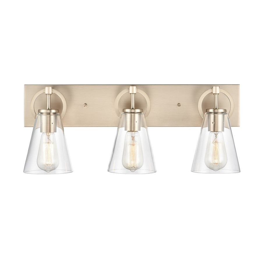 Atlas Lighting Harnell 23in 3-Light Vanity Light | Modern Champagne Gold and Clear Glass | Bathroom Vanity | 23 x 6.5 x 9 in | Model WL11322-GD