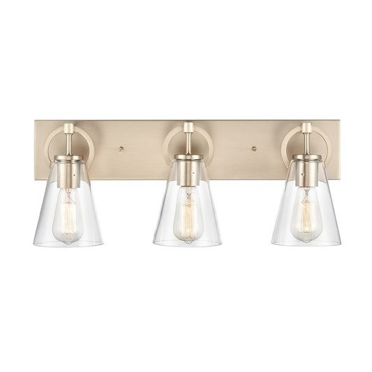 Atlas Lighting Harnell 23in 3-Light Vanity Light | Modern Champagne Gold and Clear Glass | Bathroom Vanity | 23 x 6.5 x 9 in | Model WL11322-GD