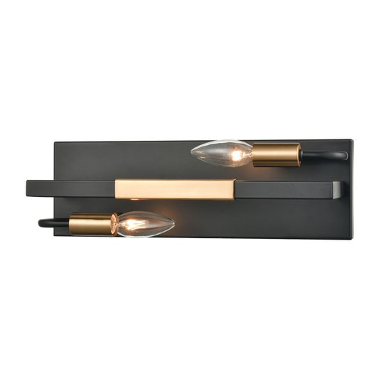 Atlas Lighting Heathrow 15in 2-Light Vanity Light | Transitional Matte Black and Satin Brass | Bathroom Vanity | 15 x 5 x 5 in | Model WL11324-BK
