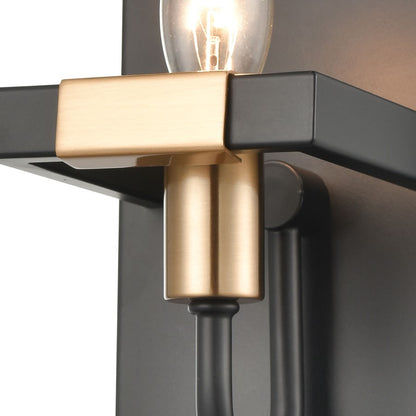 Atlas Lighting Heathrow 8in 1-Light Wall Sconce | Transitional Matte Black and Satin Brass | Bathroom & Hallway | 5 x 5 x 8 in | Model WL11325-BK