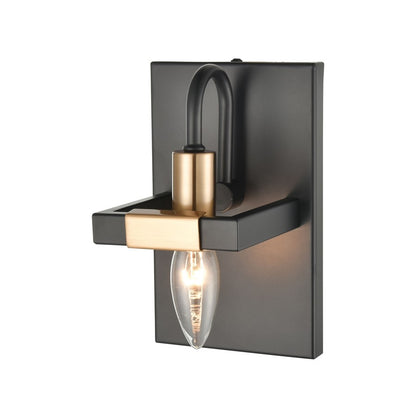 Atlas Lighting Heathrow 8in 1-Light Wall Sconce | Transitional Matte Black and Satin Brass | Bathroom & Hallway | 5 x 5 x 8 in | Model WL11325-BK