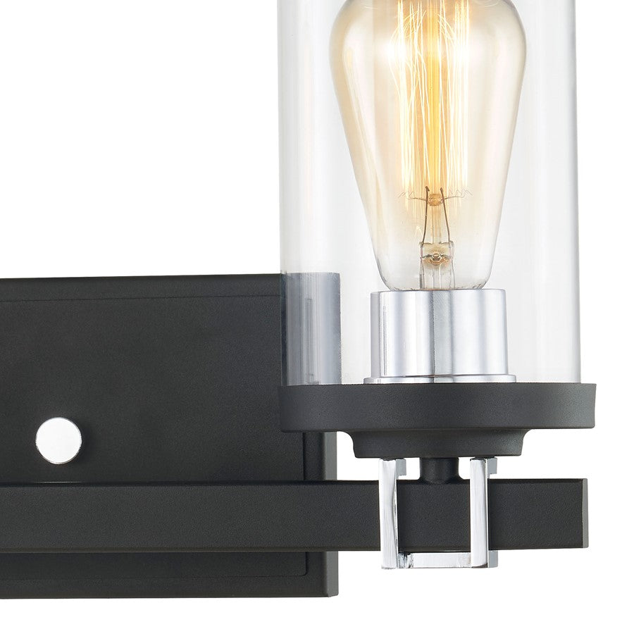 Atlas Lighting Holdfast 15in 2-Light Vanity Light | Transitional Charcoal and Polished Chrome with Clear Glass | Bathroom Vanity | Model WL11326-BK
