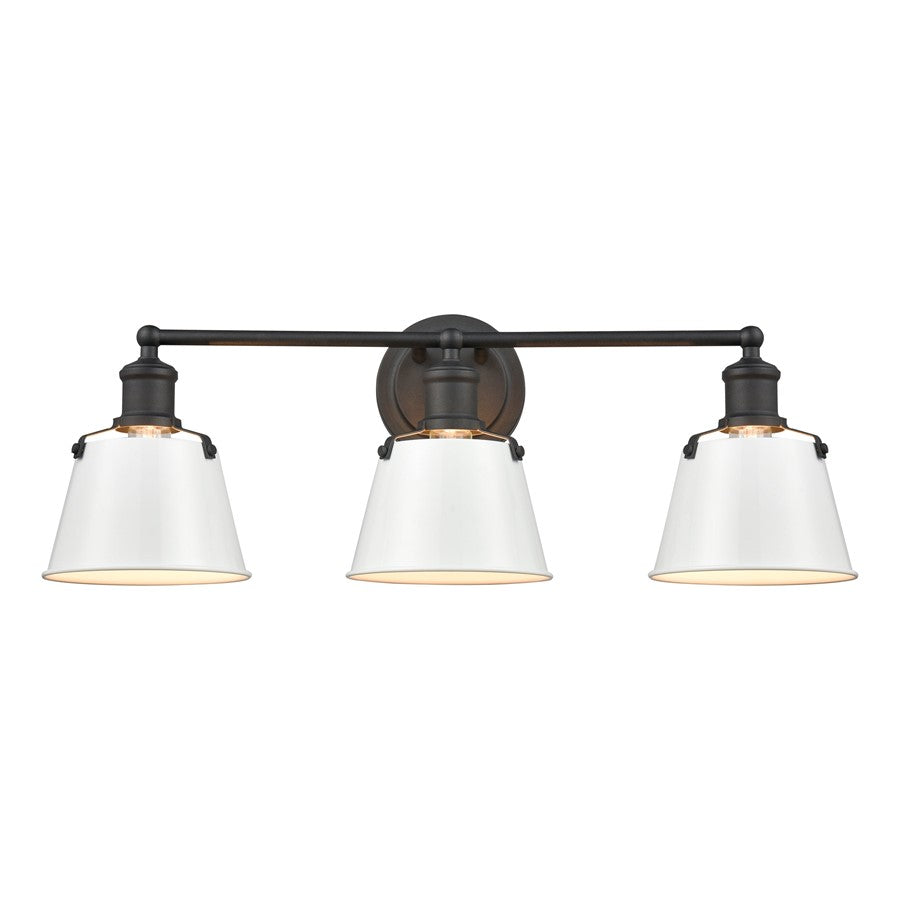 Atlas Lighting Holgate 24in 3-Light Vanity Light | Traditional Enamel White and Charcoal Metal | Bathroom & Kitchen Vanity | Model WL11330-WH
