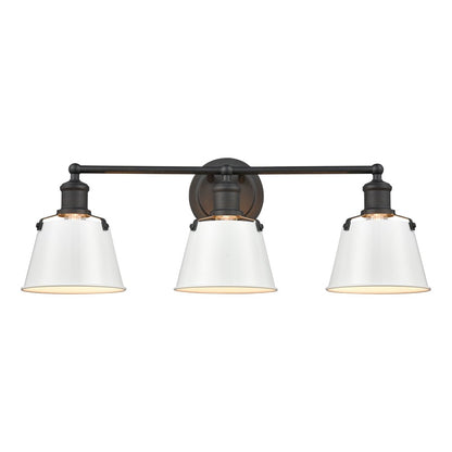 Atlas Lighting Holgate 24in 3-Light Vanity Light | Traditional Enamel White and Charcoal Metal | Bathroom & Kitchen Vanity | Model WL11330-WH