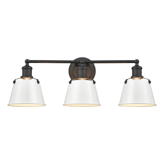 Atlas Lighting Holgate 24in 3-Light Vanity Light | Traditional Enamel White and Charcoal Metal | Bathroom & Kitchen Vanity | Model WL11330-WH