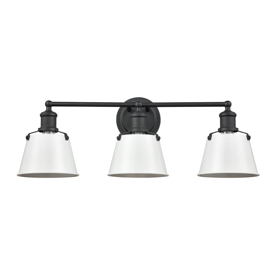 Atlas Lighting Holgate 24in 3-Light Vanity Light | Traditional Enamel White and Charcoal Metal | Bathroom & Kitchen Vanity | Model WL11330-WH