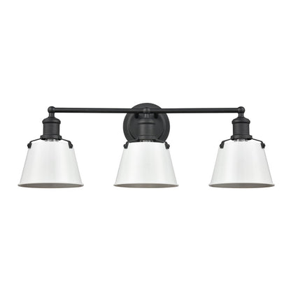 Atlas Lighting Holgate 24in 3-Light Vanity Light | Traditional Enamel White and Charcoal Metal | Bathroom & Kitchen Vanity | Model WL11330-WH