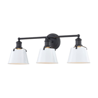 Atlas Lighting Holgate 24in 3-Light Vanity Light | Traditional Enamel White and Charcoal Metal | Bathroom & Kitchen Vanity | Model WL11330-WH