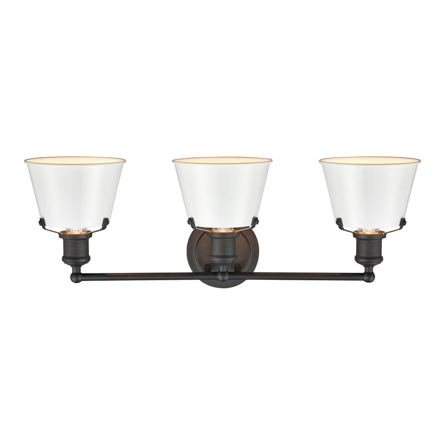 Atlas Lighting Holgate 24in 3-Light Vanity Light | Traditional Enamel White and Charcoal Metal | Bathroom & Kitchen Vanity | Model WL11330-WH
