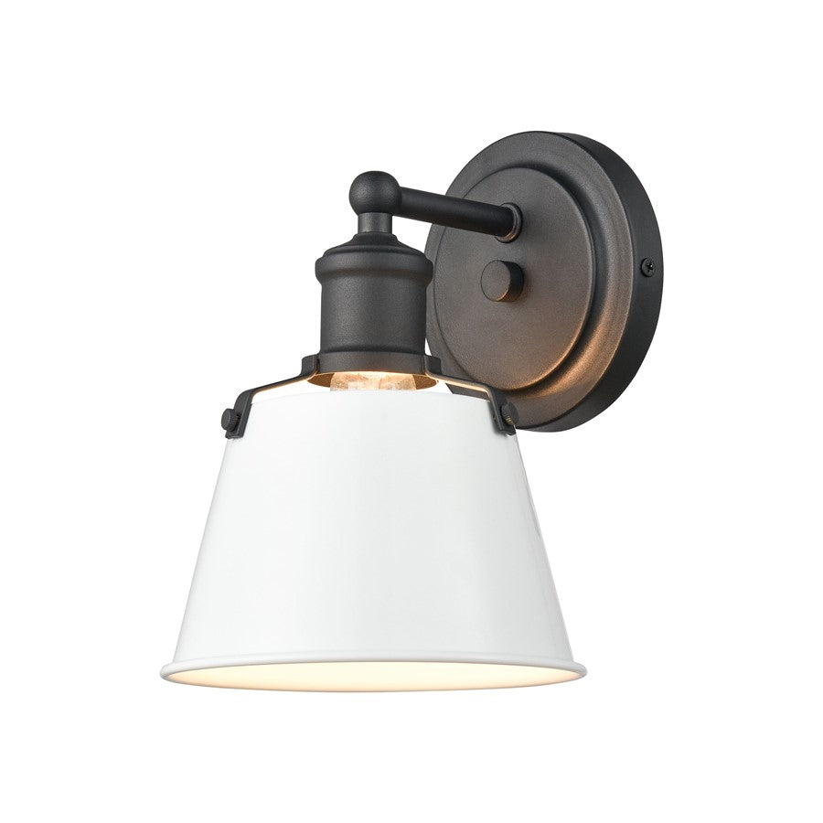 Atlas Lighting Holgate 6in 1-Light Wall Sconce | Traditional Enamel White and Charcoal Metal | Bathroom & Hallway Accent Light | Model WL11331-WH