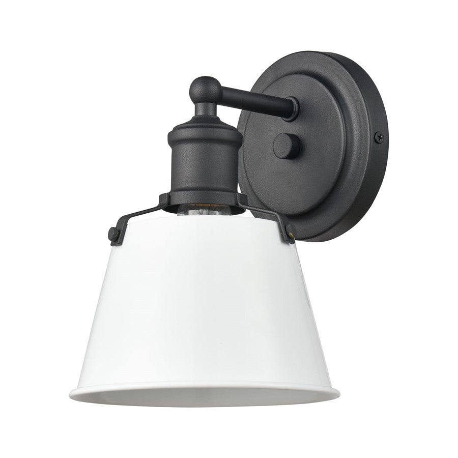 Atlas Lighting Holgate 6in 1-Light Wall Sconce | Traditional Enamel White and Charcoal Metal | Bathroom & Hallway Accent Light | Model WL11331-WH