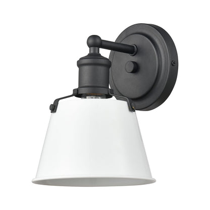 Atlas Lighting Holgate 6in 1-Light Wall Sconce | Traditional Enamel White and Charcoal Metal | Bathroom & Hallway Accent Light | Model WL11331-WH