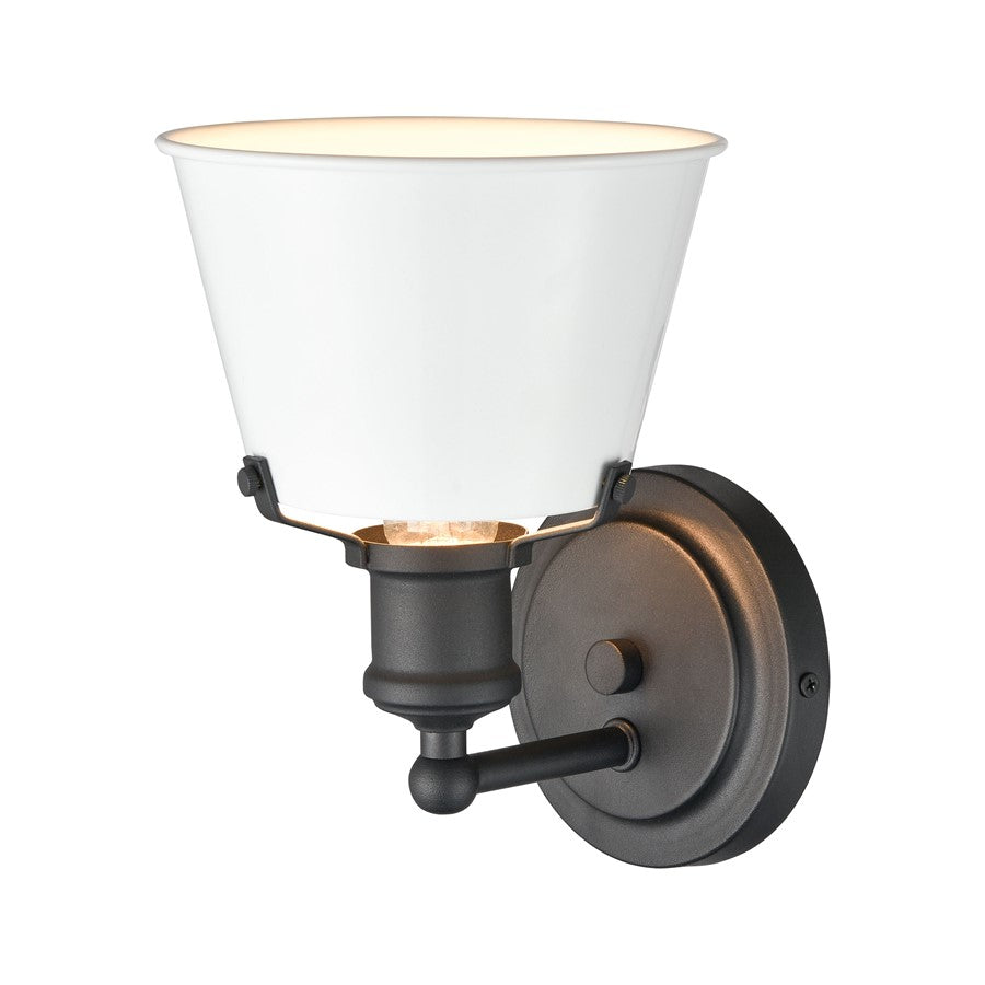 Atlas Lighting Holgate 6in 1-Light Wall Sconce | Traditional Enamel White and Charcoal Metal | Bathroom & Hallway Accent Light | Model WL11331-WH
