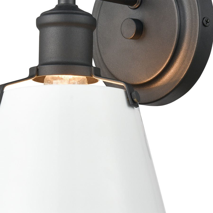 Atlas Lighting Holgate 6in 1-Light Wall Sconce | Traditional Enamel White and Charcoal Metal | Bathroom & Hallway Accent Light | Model WL11331-WH