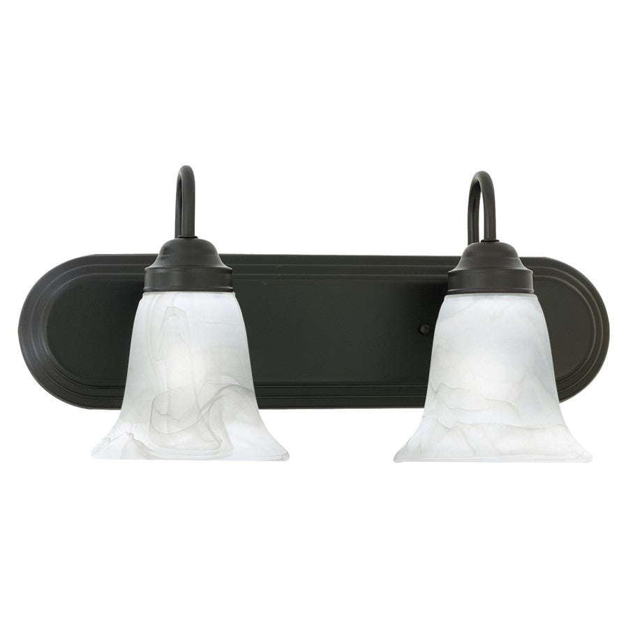 Atlas Lighting Homestead 18in 2-Light Vanity Light | Traditional Painted Bronze and White Glass | Bathroom & Powder Room Vanity | Model WL11332-BZ