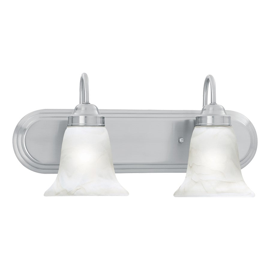 Atlas Lighting Homestead 18in 2-Light Vanity Light | Traditional Brushed Nickel and White Alabaster Glass | Bathroom Vanity | Model WL11332-NK