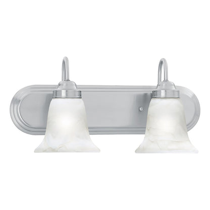 Atlas Lighting Homestead 18in 2-Light Vanity Light | Traditional Brushed Nickel and White Alabaster Glass | Bathroom Vanity | Model WL11332-NK
