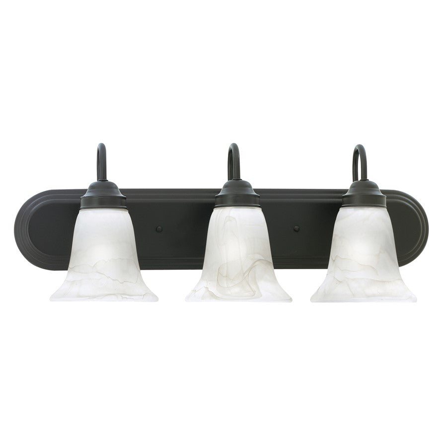Atlas Lighting Homestead 24in 3-Light Vanity Light | Traditional Painted Bronze and White Alabaster Glass | Bathroom Vanity | Model WL11333-BZ