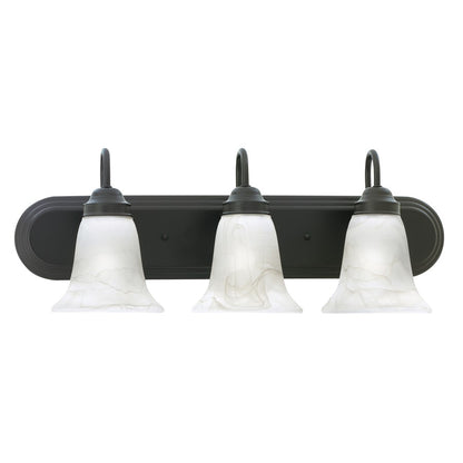 Atlas Lighting Homestead 24in 3-Light Vanity Light | Traditional Painted Bronze and White Alabaster Glass | Bathroom Vanity | Model WL11333-BZ