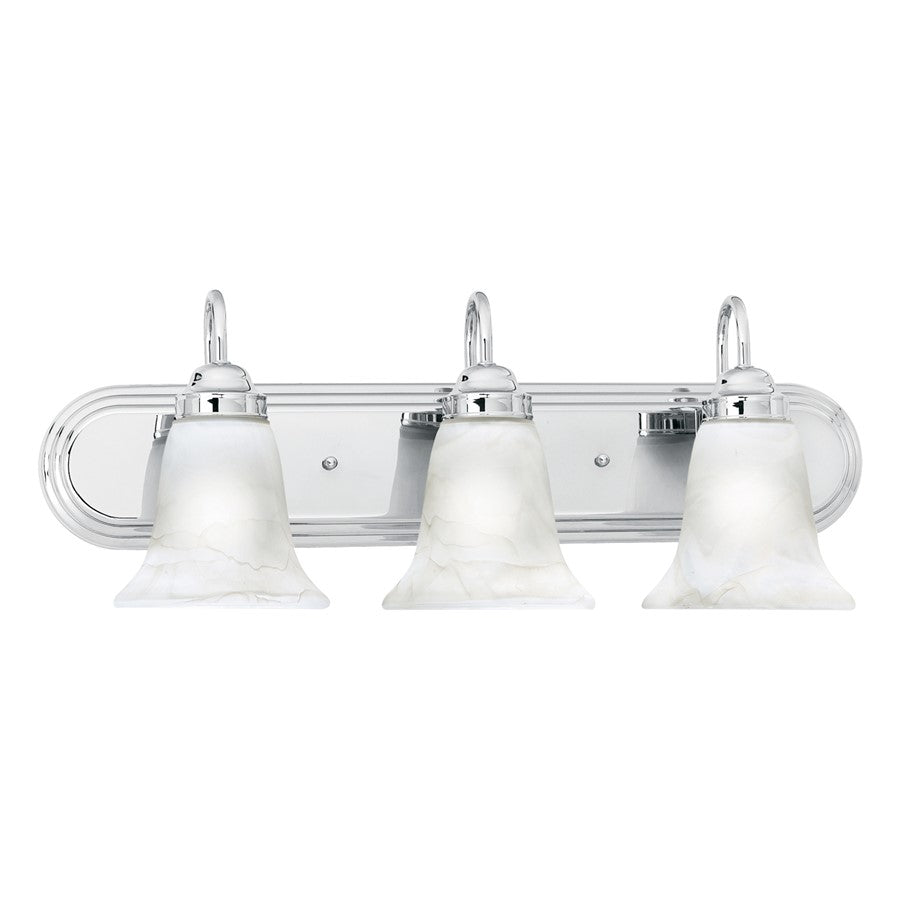 Atlas Lighting Homestead 24in 3-Light Vanity Light | Traditional Chrome and White Alabaster Glass | Bathroom Vanity | Model WL11333-CH