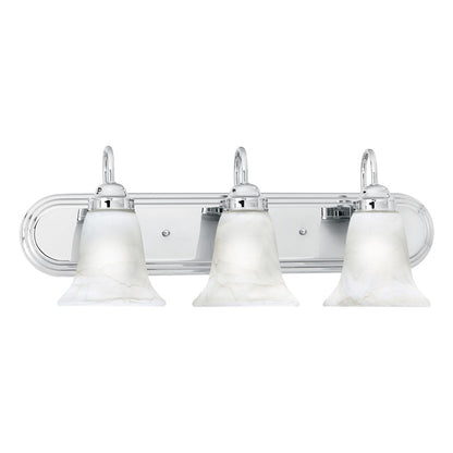 Atlas Lighting Homestead 24in 3-Light Vanity Light | Traditional Chrome and White Alabaster Glass | Bathroom Vanity | Model WL11333-CH