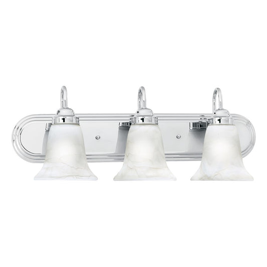 Atlas Lighting Homestead 24in 3-Light Vanity Light | Traditional Chrome and White Alabaster Glass | Bathroom Vanity | Model WL11333-CH