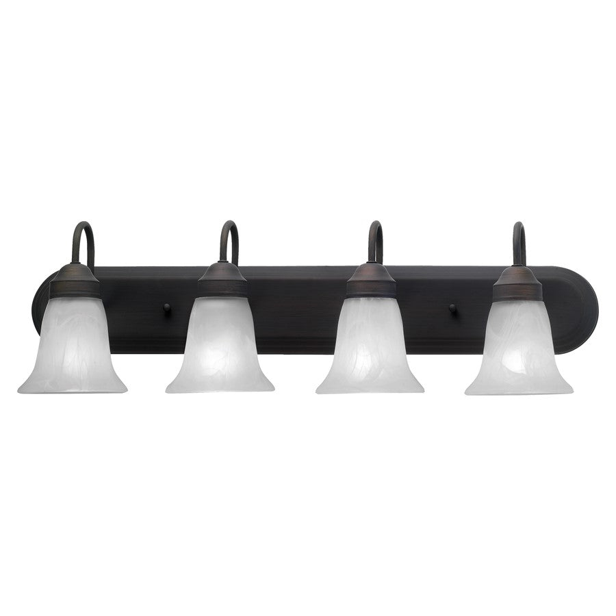 Atlas Lighting Homestead 30in 4-Light Vanity Light | Traditional Painted Bronze and White Alabaster Glass | Bathroom Vanity | Model WL11334-BZ