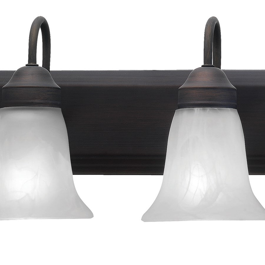 Atlas Lighting Homestead 30in 4-Light Vanity Light | Traditional Painted Bronze and White Alabaster Glass | Bathroom Vanity | Model WL11334-BZ