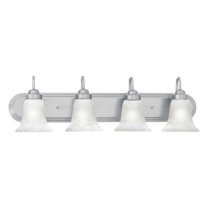 Atlas Lighting Homestead 30in 4-Light Vanity Light | Traditional Brushed Nickel and White Alabaster Glass | Bathroom Vanity | Model WL11334-NK