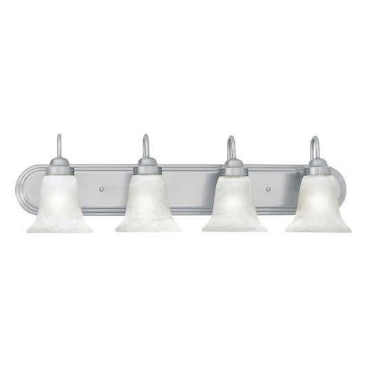 Atlas Lighting Homestead 30in 4-Light Vanity Light | Traditional Brushed Nickel and White Alabaster Glass | Bathroom Vanity | Model WL11334-NK