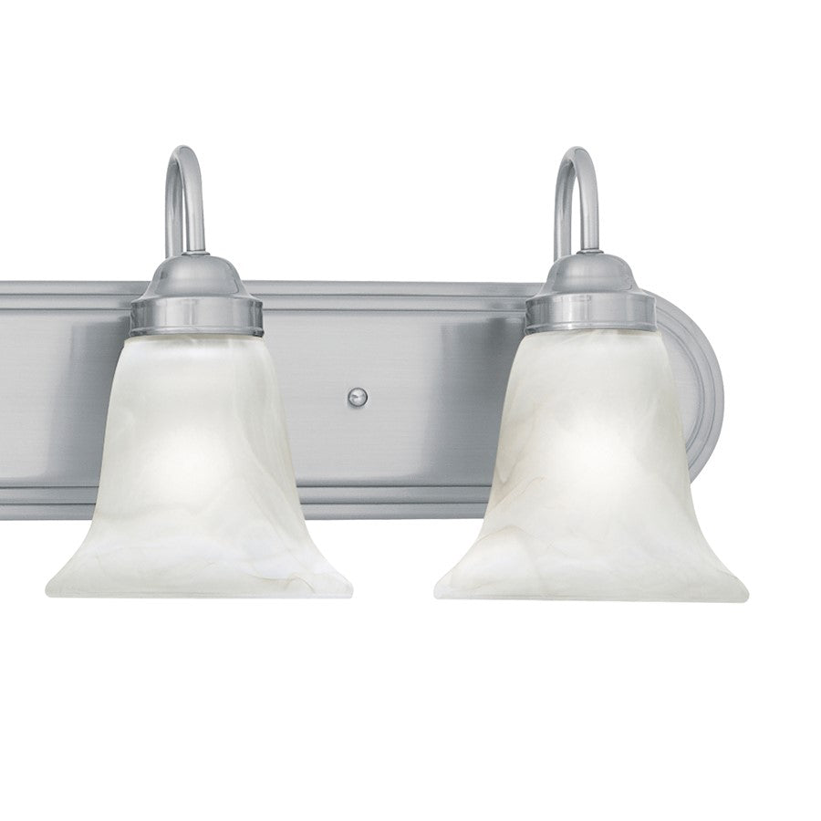 Atlas Lighting Homestead 30in 4-Light Vanity Light | Traditional Brushed Nickel and White Alabaster Glass | Bathroom Vanity | Model WL11334-NK