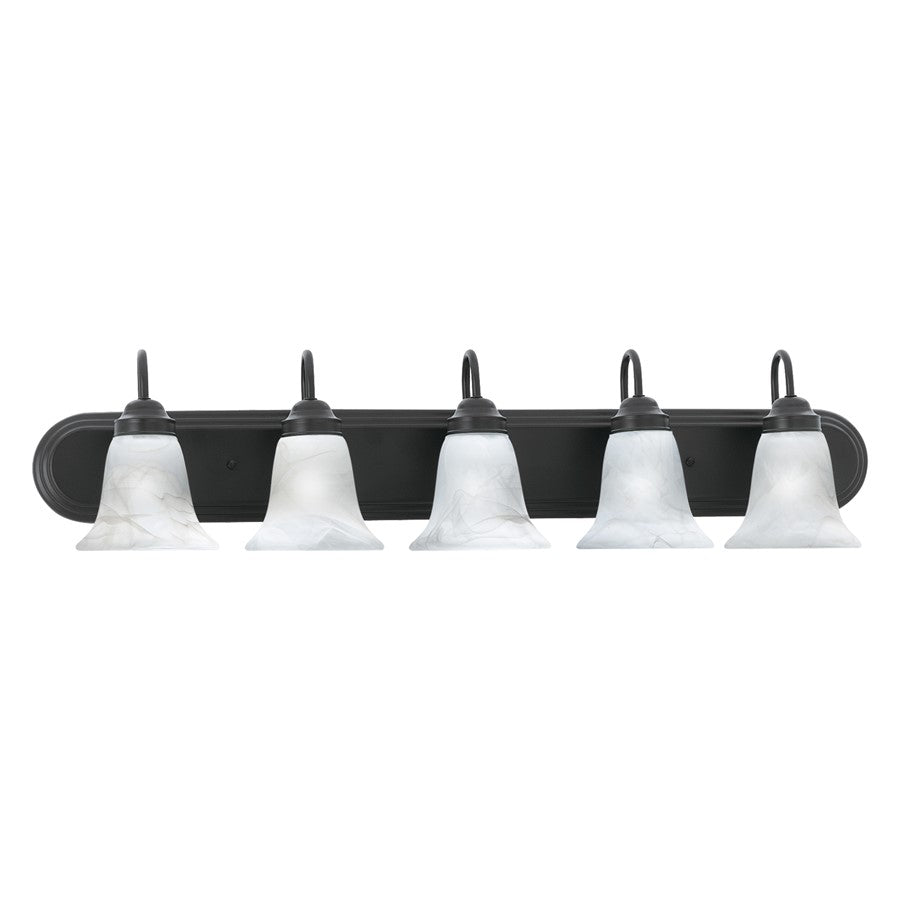 Atlas Lighting Homestead 36in 5-Light Vanity Light | Traditional Painted Bronze and White Alabaster Glass | Bathroom Vanity | Model WL11335-BZ