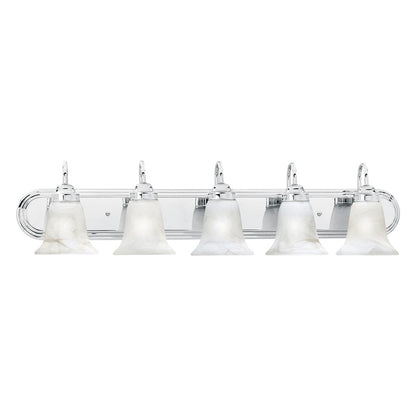 Atlas Lighting Homestead 36in 5-Light Vanity Light | Traditional Chrome and White Alabaster Glass | Bathroom Vanity | Model WL11335-CH