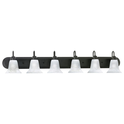 Atlas Lighting Homestead 48in 6-Light Vanity Light | Traditional Painted Bronze and White Alabaster Glass | Bathroom Vanity | Model WL11336-BZ