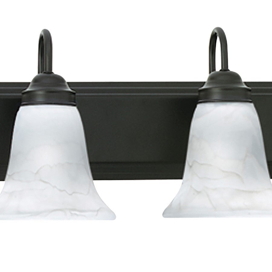 Atlas Lighting Homestead 48in 6-Light Vanity Light | Traditional Painted Bronze and White Alabaster Glass | Bathroom Vanity | Model WL11336-BZ