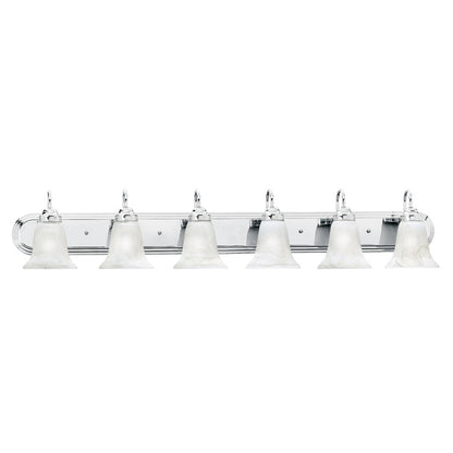 Atlas Lighting Homestead 48in 6-Light Vanity Light | Traditional Chrome and White Alabaster Glass | Bathroom Vanity | Model WL11336-CH