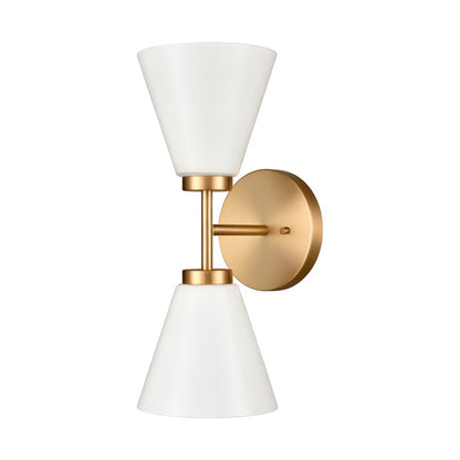 Atlas Lighting Houghton 15in 2-Light Vanity Light | Modern Brushed Gold and White Opal Glass | Bathroom Vanity | 6 x 7.5 x 15 in | Model WL11338-GD