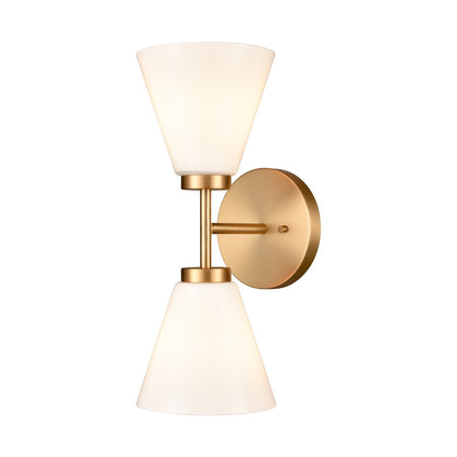 Atlas Lighting Houghton 15in 2-Light Vanity Light | Modern Brushed Gold and White Opal Glass | Bathroom Vanity | 6 x 7.5 x 15 in | Model WL11338-GD