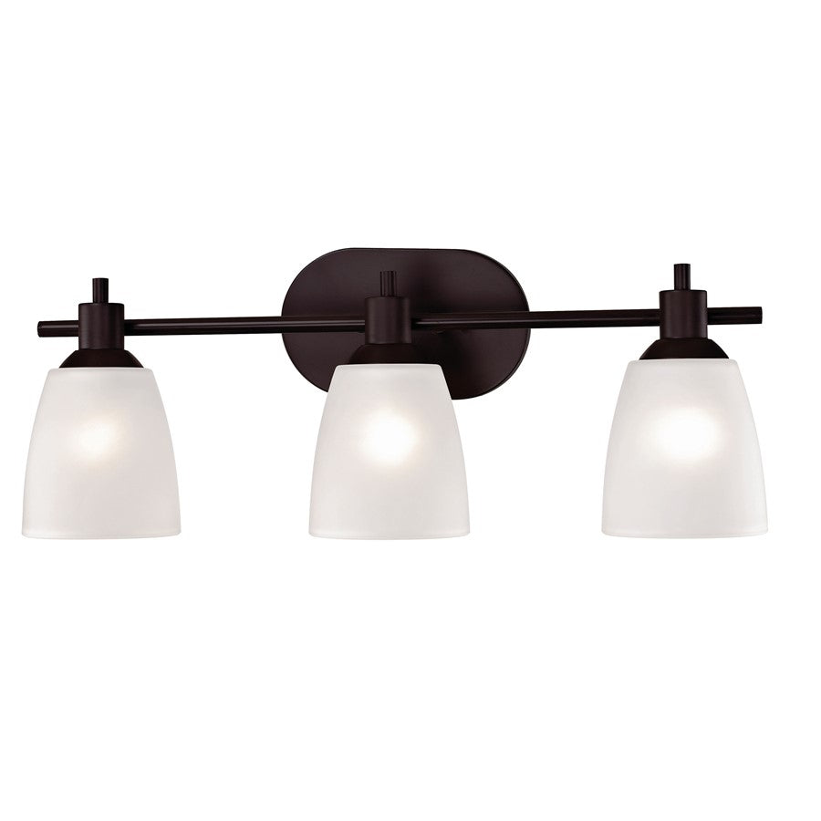 Atlas Lighting Jackson 22in 3-Light Vanity Light | Transitional Oil Rubbed Bronze and White Frosted Glass | Bathroom Vanity | Model WL11340-BZ