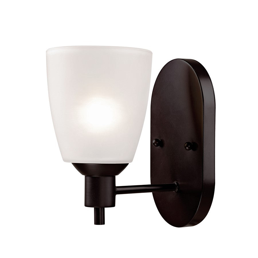 Atlas Lighting Jackson 8in 1-Light Sconce | Transitional Oil Rubbed Bronze and White Frosted Glass | Bathroom Vanity & Hallway | Model WL11342-BZ