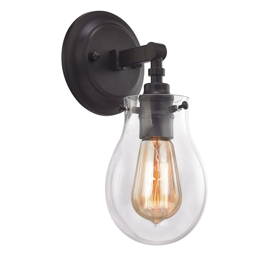 Atlas Lighting Jaelyn 12in 1-Light Sconce | Transitional Oil Rubbed Bronze and Clear Glass | Bathroom Vanity & Hallway | Model WL11343-BZ