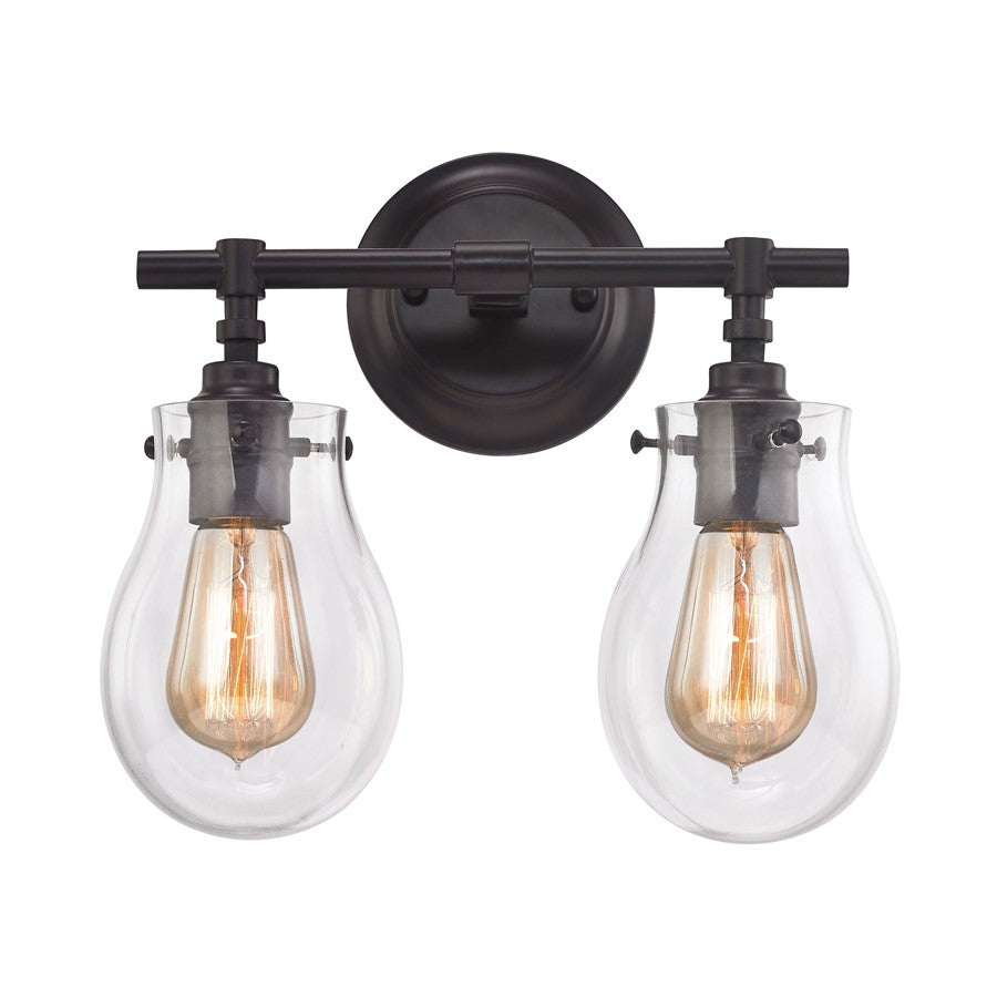 Atlas Lighting Jaelyn 13in 2-Light Vanity Light | Transitional Oil Rubbed Bronze and Clear Glass | Bathroom & Powder Room | Model WL11344-BZ
